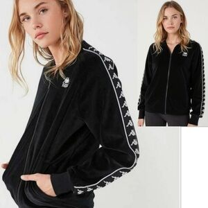 Kappa Y2K Velour Full Zip Track Jacket Black Omini Logo Women’s Streetwear